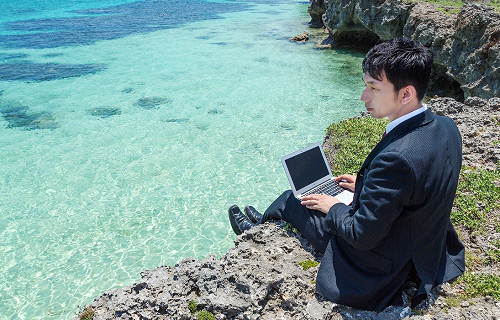 海で仕事